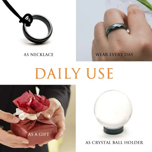 Vista 47 de Morchic - Anillos unisex de piedras de hematita, para equilibrar ansiedad, chakra raíz, (paquete de tamaños mixtos)