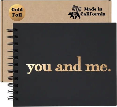 Vista 5 de You and Me - Álbum de recortes en papel dorado en relieve, 6 x 7.5 pulgadas, 90 páginas en blanco, tapa blanda, álbum de amistad de recuerdo, álbum