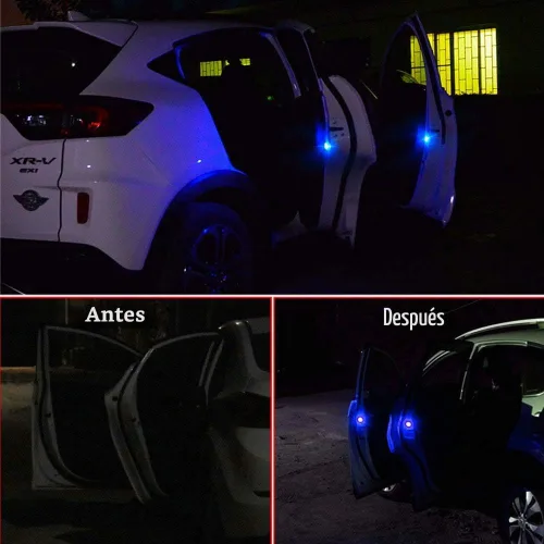 Vista 6 de luz de aviso LED universal inalámbrica para puerta de auto, luz LED impermeable contra colisión trasera, 2 unidades, Azul