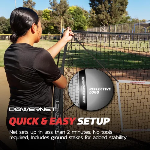 Vista 6 de PowerNet Baseball Net Bundle, 5x5 Travel Net With Softball Accessories for Hitting, Pitching, Training Equipment, Weighted Ball, Tee
