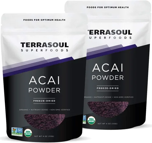 Vista 4 de Terrasoul Superfoods Polvo orgánico de bayas de acai, 4 onzas, liofilizado para frescura, aumento de grasas Omega para cuencos de batidos y recetas