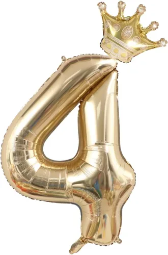 Vista 7 de Globos de oro blanco de 40 pulgadas con corona, decoraciones de fiesta de primer cumpleaños. (1)