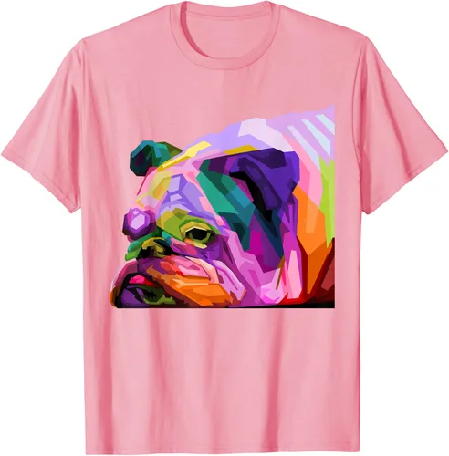 Vista 110 de Camiseta de retrato pop artístico de bulldog británico inglés para dueños de perros, Negro, S