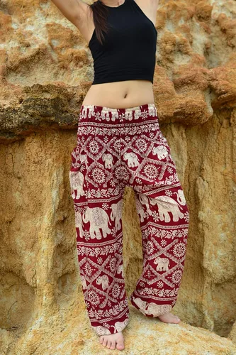 Vista 3 de Pantalones de yoga con cintura fruncida Aladdin Boho Genie para mujer
