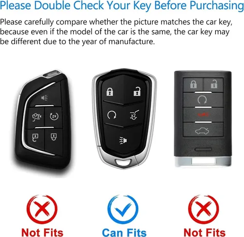 Vista 2 de OFFCURVE Funda protectora para llave de Cadillac Escalade 2015-2019 CTS XTS ATS STS XT4 XT5 CT6 SRX Smart Key Holder Accesorios de coche, azul TPU