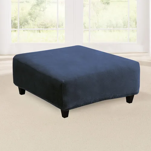 Vista 41 de Sure Fit Home Décor Funda Elástica de Piqué para Cojín Box de Otomana de Gran Tamaño de Una Pieza, Ajuste Elástico, Poliéster/Spandex, Lavable a