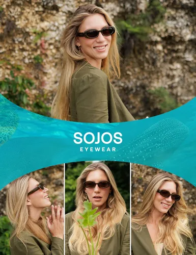 Vista 5 de SOJOS Ocean Collection - Lentes de sol polarizados ovalados retro para mujeres y hombres, marco de plástico reciclado vintage, ecológicos, luz solar