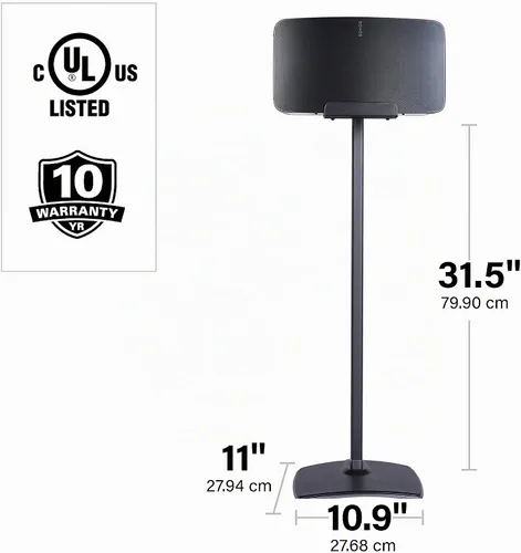 Vista 3 de SANUS Soporte de altavoz inalámbrico para Sonos Five y Sonos Play:5 - Diseño de mejora de audio para audio vertical y horizontal con gestión de Negro