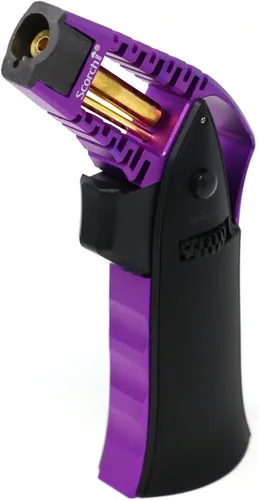 Vista 12 de Antorcha Scorch Torch de 6.75" de aluminio, ajustable, recargable con butano, fabricada con CNC, portátil, en caja de regalo (Rojo #1)
