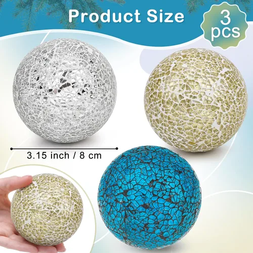 Vista 2 de Bolas decorativas para cuencos, bolas decorativas de 3.15 pulgadas, orbes y esferas decorativas agrietadas para rellenos de jarrones, centro de mesa