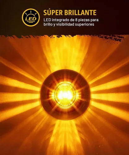 Vista 2 de Partsam 10 luces redondas ámbar de 2.5 pulgadas, 8 luces LED de marcador de remolque, luz de liquidación con coleta y ojales para cámper, caravana