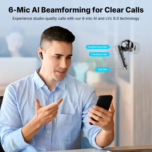 Vista 6 de EarFun Air Pro 4+ Auriculares inalámbricos con cancelación de ruido Negro