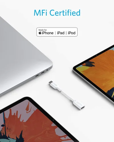 Vista 4 de Anker Adaptador de audio USB-C a Lightning (solo audio, no admite carga) (blanco)