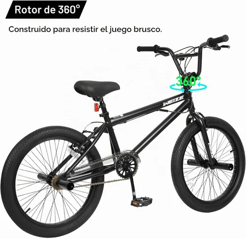 Vista 3 de WEIZE Freestyle BMX Bike 20 inch Trick Bicycle Negro
