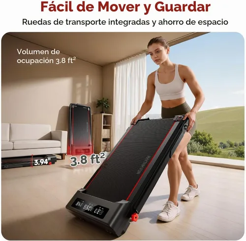 Vista 8 de RHYTHM FUN Almohadilla para caminar inclinada con barra de asa, cinturón Negro rojo