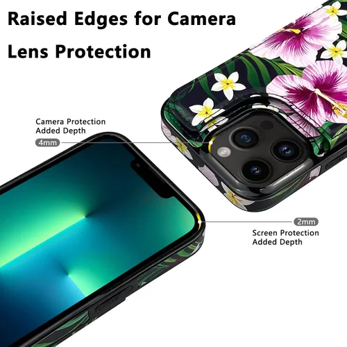 Vista 5 de Funda de piel con tapa para tarjetas compatible con iPhone 13 Pro de 6.1 pulgadas, para mujeres y niñas, con tarjetero y función atril, doble cierre