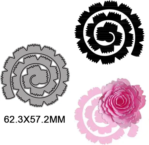 Vista 8 de 10 piezas de troqueles de metal de flores en espiral 3D para hacer tarjetas DIY, álbumes de recortes, troqueles en relieve, plantilla de punzón