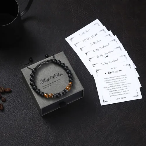 Vista 7 de Pulseras de cuentas para hombre, novio, marido, mi hombre, mi amor, hijo, nieto, hermano, aniversario, cumpleaños, graduación, día del padre, regalo