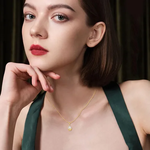 Vista 6 de Collar con colgante de lotoárbol de la vida de oro de 14 quilates, diseño de lágrima de piedra lunar natural, joyería para el día de la madre