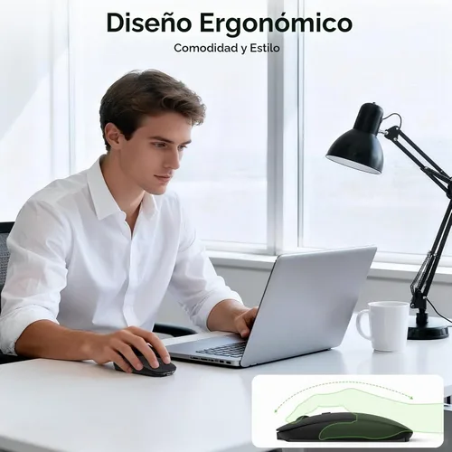 Vista 5 de TECKNET Ratón inalámbrico Bluetooth para laptop, mouse silencioso recargable (Bluetooth 5.2/3.0 y 2.4G), ultrafino, 6 niveles ajustables 4800 DPI