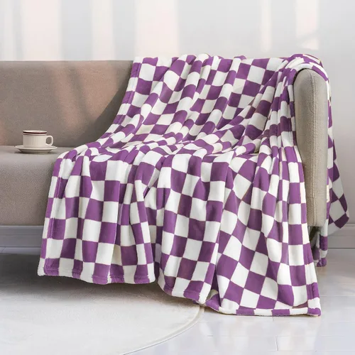 Vista 15 de LOMAO Manta de franela con patrón de cuadrícula de ajedrez, suave, lujosa, cálida y acogedora para sofá y cama, para todas las estaciones