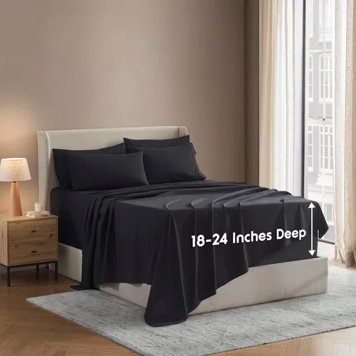 Vista 21 de Nestl - Juego de sábanas de bolsillo extraprofundo y de microfibra suave, 7 piezas, sábanas y fundas de almohada resistentes a la decoloración