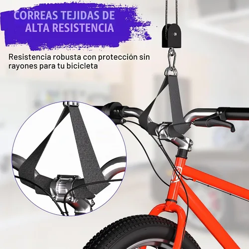 Vista 4 de TRUSOON Paquete de 2 polipastos de bicicleta, sistema de polea de elevación de bicicleta eléctrica resistente para almacenamiento en techo de garaje