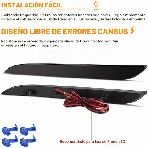 Vista 5 de Gempro Luces Reflectantes para Parachoques Trasero para Ford Mustang 2015-2017, Lámparas de Freno y Cola LED, Lente Ahumada, 2 Piezas Reflector