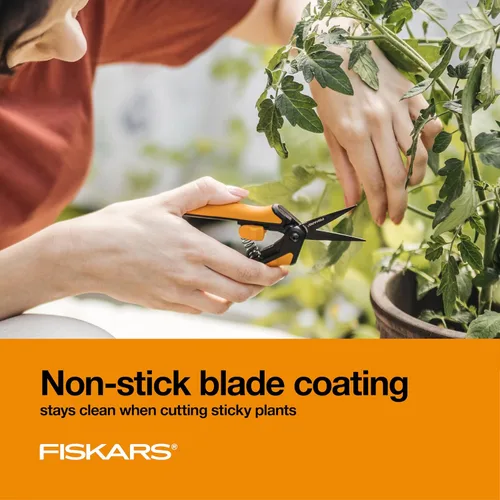 Vista 4 de Fiskars 399241-1002 Tijeras de podar con micro puntas, cuchillas antiadherentes, 2 unidades, naranja