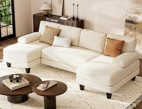 Vista 8 de Txtin's - Sofás seccional en forma de U para sala de estar, sofá modular de 111 pulgadas con chaise doble, sofá lounge grande para apartamento, gris