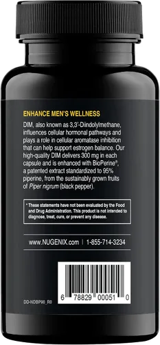 Vista 3 de Nugenix Essentials DIM Suplemento 305 mg de diindolilmetano y bioperina para el equilibrio hormonal, 90 cápsulas