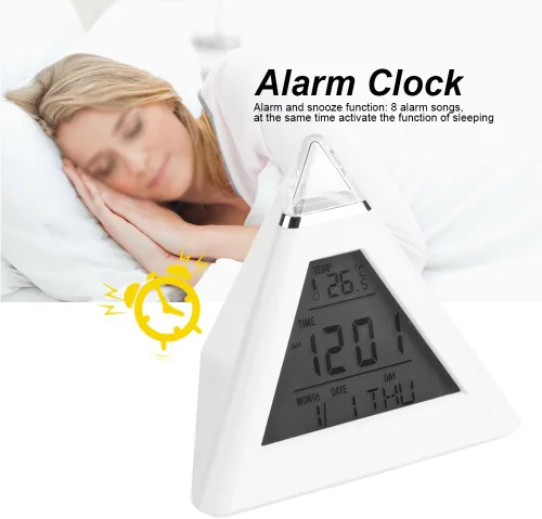 Vista 8 de TOPINCN Reloj despertador digital LED que cambia de color con termómetro LCD, luz nocturna, 8 sonidos de alarma, 7 opciones de color para niños