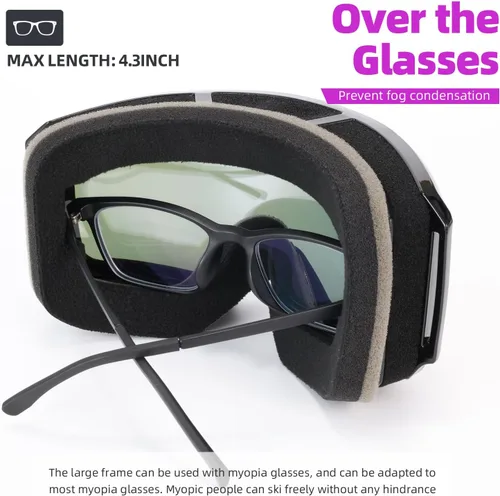 Vista 6 de Gafas de esquí y snowboard para hombres, mujeres y jóvenes, protección OTG 100% UV