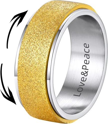 Vista 24 de Supcare Anillos antiestrés para mujer de 4/6/0.315 in para la ansiedad, anillo de pulgar con chorro de arena, regalo para mujeres, talla 7-14