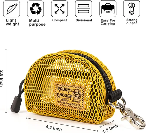 Vista 6 de Rough Enough - Juego de bolsa de aseo transparente y bolsa de malla con cremallera pequeña, Amarillo Dorado