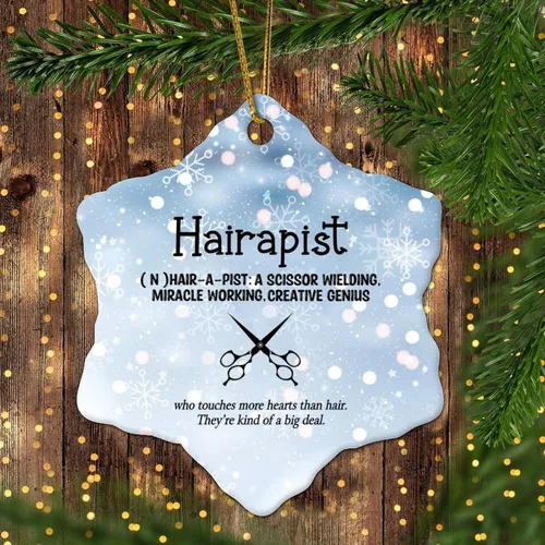 Vista 11 de Hairapist - Adornos de Navidad 2023 Definición de hairapista, decoraciones navideñas para árbol Descripción de la palabra Adornos únicos colgantes