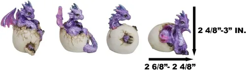 Vista 2 de Ebros Gift Fantasy Flying Beasts Juego de 4 crías de dragón de bebé Spyro púrpura que salen de huevos Figuras decorativas Calabozos y Dragones