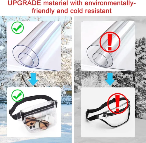 Vista 3 de TINYAT - Cangurera transparente pequeña aprobada para el estadio para mujeres, bolsa de cinturón transparente impermeable para conciertos, deportes