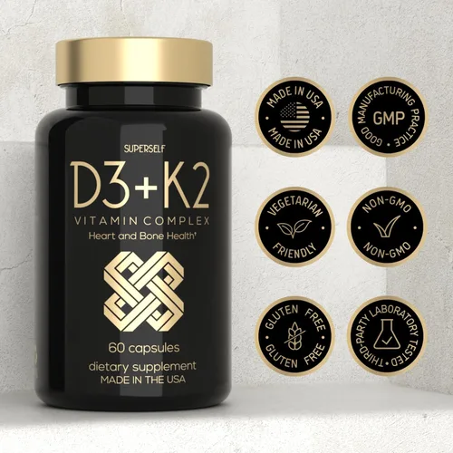 Vista 6 de Vitamina D3 K2 Cápsulas – Vitamina D3 5000 UI y Vitamina K MK7 100 mcg – 60 cápsulas – Suplemento vegetariano de vitamina D fabricado en Estados