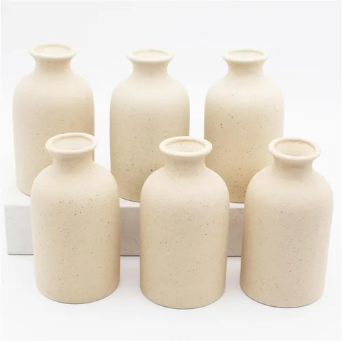 Vista 8 de YANLING 6 Piezas Jarrones de Cerámica Blancos para Decoración del Hogar, Jarrones de Cerámica Blanca de 5.6 pulgadas para Centros de Mesa, Pequeños