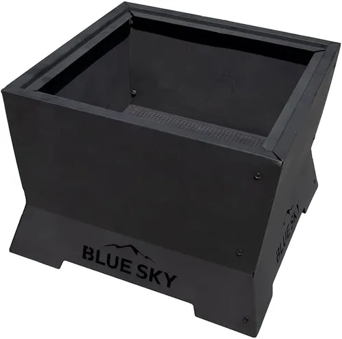 Vista 2 de Blue Sky Outdoor Living Fogata cuadrada de acero sin humo para patio, recogedor de cenizas extraíble, color negro