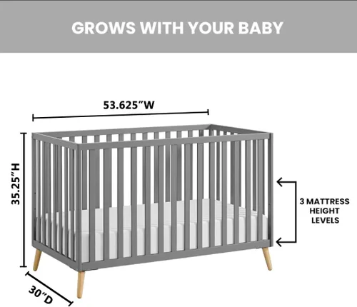 Vista 4 de Oxford Baby Cozy Nest - Cuna convertible isla, color gris paloma/natural