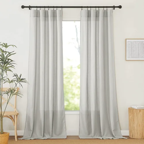 Vista 82 de RYB HOME - Cortinas de lino texturizado semitranslúcidas, privacidad media, filtro de luz, decoración de ventana para dormitorio/baño/sala de estar