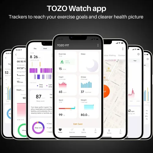 Vista 3 de TOZO S2 - Reloj inteligente Alexa integrado con monitor de actividad física y frecuencia cardíaca y oxígeno en sangre, monitor de sueño, pantalla