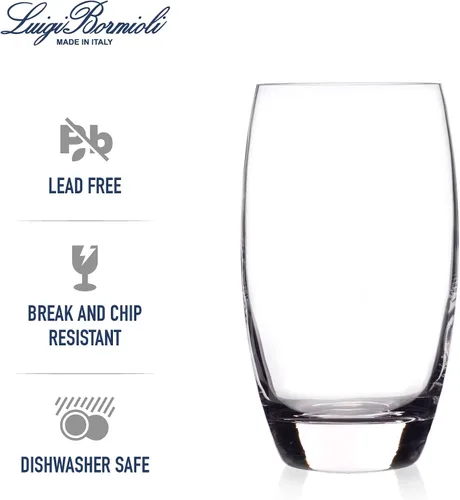 Vista 10 de Luigi Bormioli Crescendo Vasos Highball - Juego de 4 vasos altos de cristal sin plomo de 20 onzas con base gruesa, bordes cortados con láser