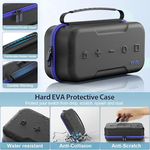 Vista 4 de Switch Carrying Case Compatible with Nintendo & OLED, Portable Switch Travel Carry Case Fit for Joy-Con and Adapter, Hard Shell Protective OLED