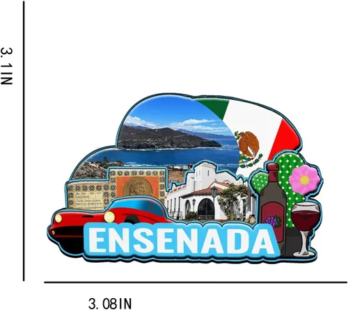 Vista 3 de Ensenada México - Imán de madera para nevera 3D, monumentos de viaje, coleccionables, recuerdos, decoración hecha a mano -2054
