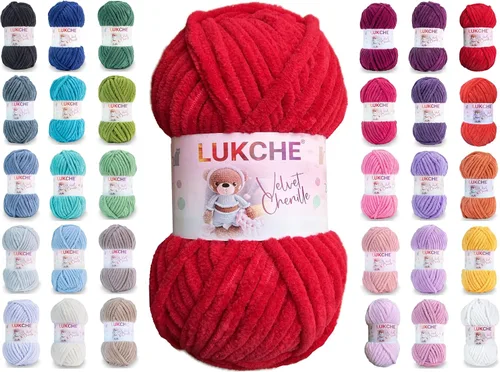 Vista 28 de Hilado de chenilla de terciopelo para amigurumi y punto de crochet súper voluminoso 100 gr (69,0 m) (Grosor del hilo 8 mm) (Verde espárrago) 1