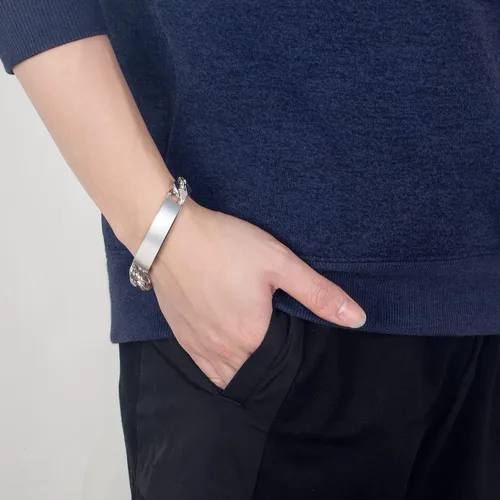 Vista 2 de Pulsera de plata de ley 925 maciza de eslabones cubanos de Miami para hombre, de 0.47 pulgadas, rectangular, 7, 7.5, 8, 8.5, 9, 9.5, 10 pulgadas