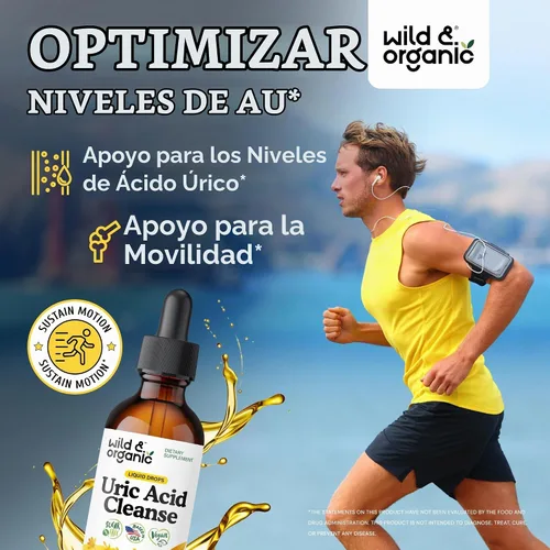 Vista 2 de Wild & Organic Gotas de limpieza de ácido úrico: cereza ácida, cúrcuma